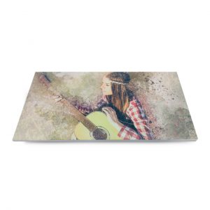 Beautiful girl with guitar print on acoustic felt panel