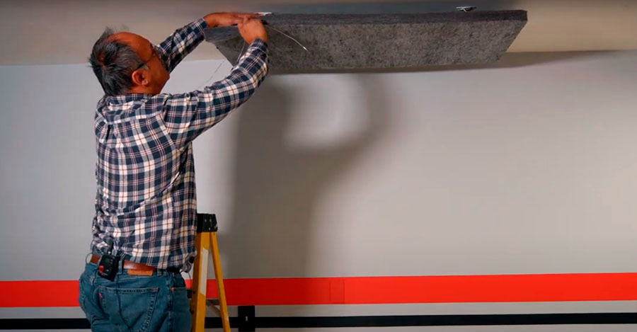 How to install sound absorption acoustic panels, sound clouds or bass traps